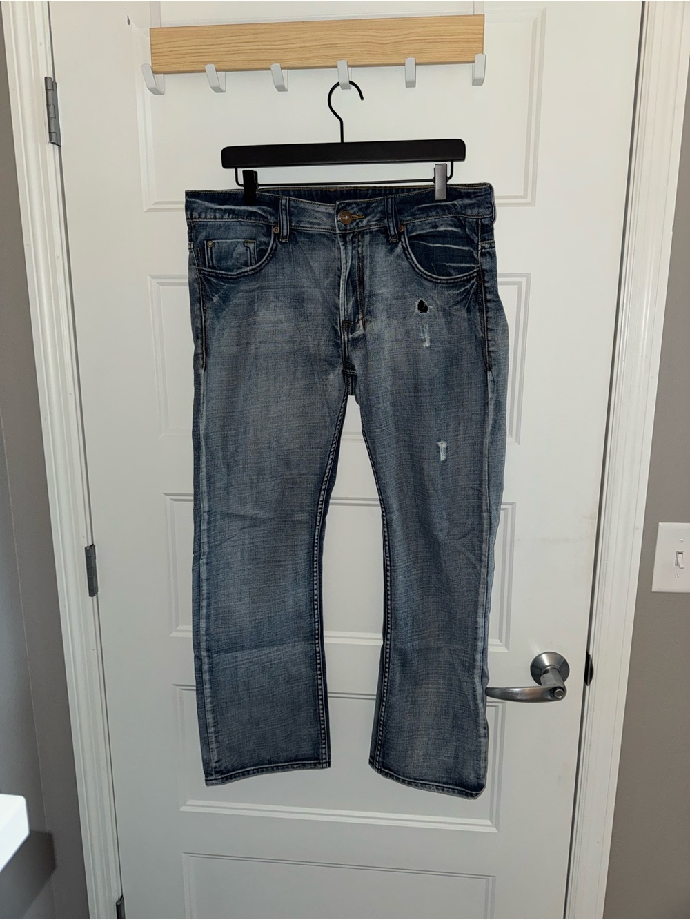 Buffalo David Bitton Men's Faded Distressed Blue Straight Jeans